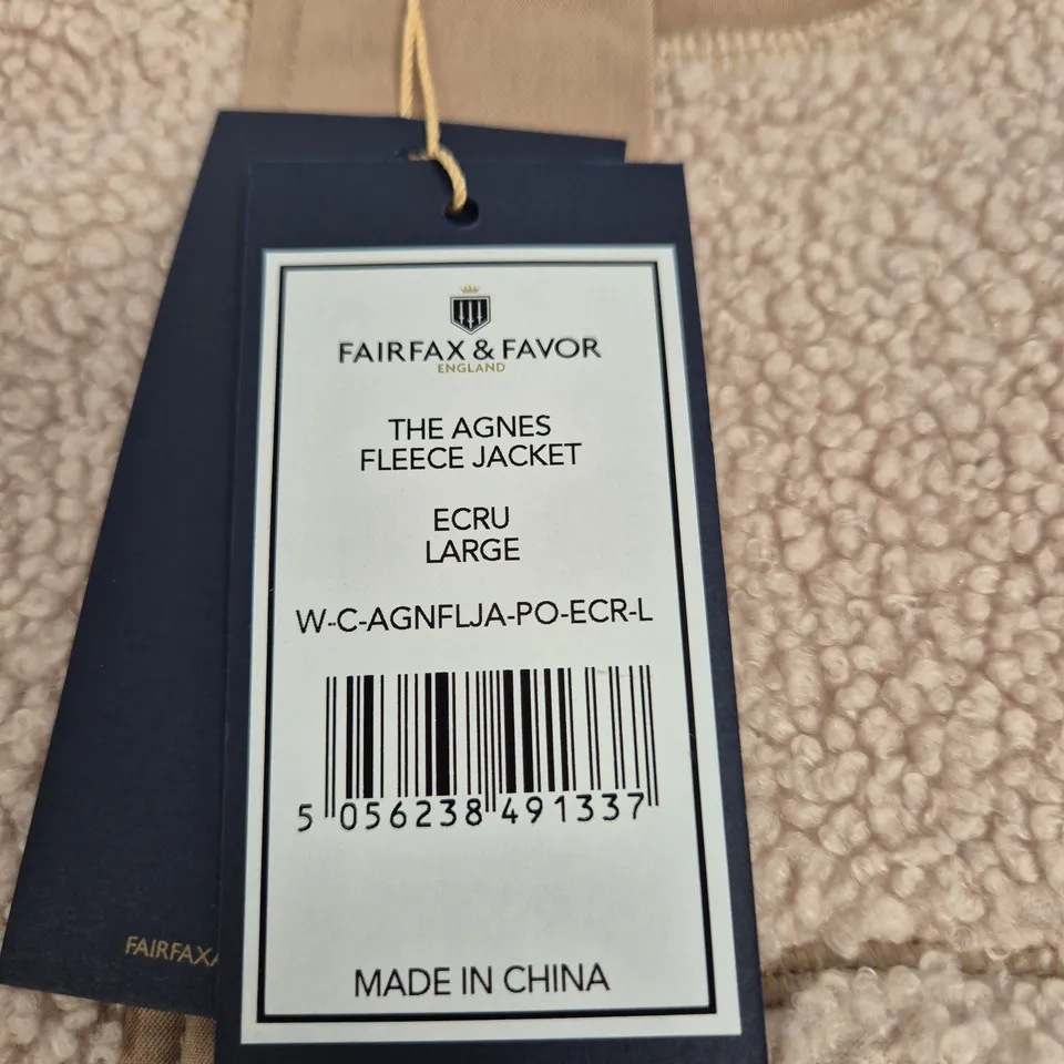 FAIRFAX & FAVOR THE AGNES FLEECE JACKET – ECRU, UK LARGE (WOMEN'S)