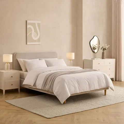 BOXED DUSK ASCOT BED FRAME - CHENILLE LIGHT GREY // SIZE: 3FT SINGLE (2 BOXES)