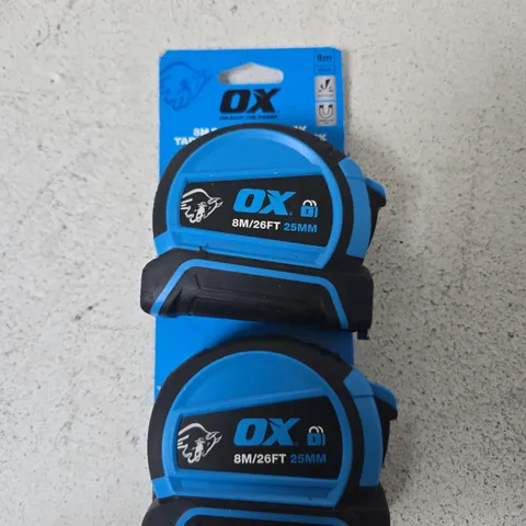 OX TOOLS TAPE MEASURE 8M/26FT 25MM – TWIN PACK