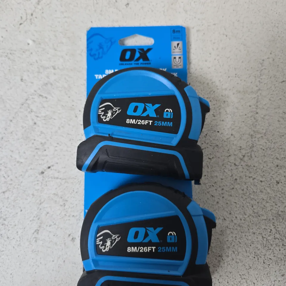 OX TOOLS TAPE MEASURE 8M/26FT 25MM – TWIN PACK