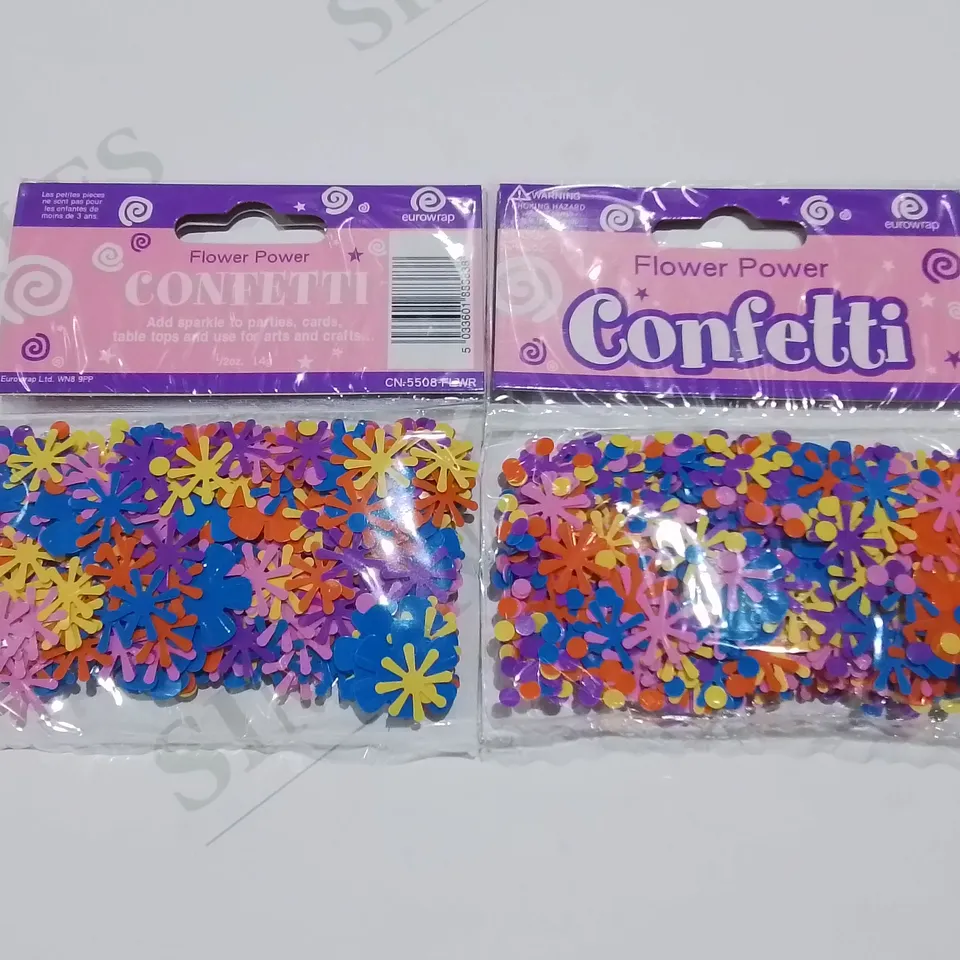 LOT OF 144 BRAND NEW 14G PACKS OF FLOWER POWER CONFETTI - 12 PACKS CONTAINING 12 PIECES