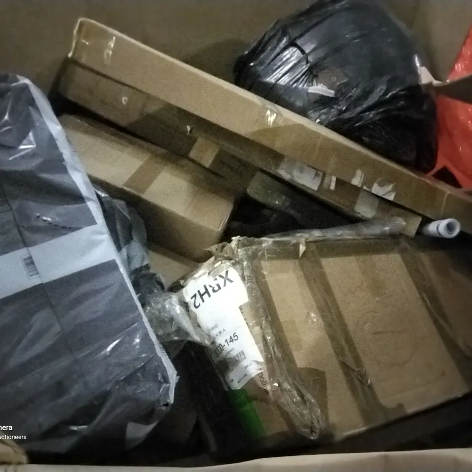 PALLET OF ASSORTED ITEMS INCLUDING WINDOW BLINDS, ALUMINIUM FRAME WHITE BOARD, SLIM END TABLE, MUTE SEAT COVER, RABBITGOO WINDOW FILM, CURTAIN RODS