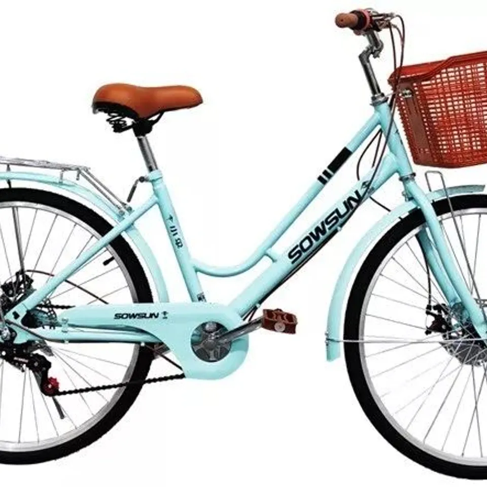 BRAND NEW CITY BIKE WOMAN BICYCLE 26''WHEEL 21 SPEEDS LOW FRAME LADIES CYDAL CYCLE ICE BLUE MULTIPLE SPEED	 	