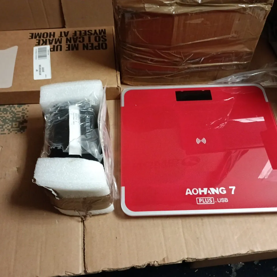 LOT OF 9 ASSORTED ELECTRICAL ITEMS TO INCLUDE COFFEE MACHINE, WEIGHING SCALES AND HOME NETWORKING HUB