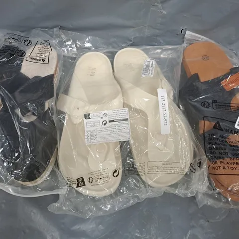 BOX OF APPROXIMATELY 15 ASSORTED PAIRS OF SHOES AND FOOTWEAR ITEMS IN VARIOUS COLOURS, STYLES, AND SIZES - COLLECTION ONLY