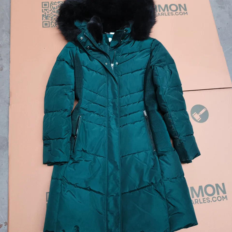HOBBS LONDON JAYMIE PUFFER IN GREEN - UK 12