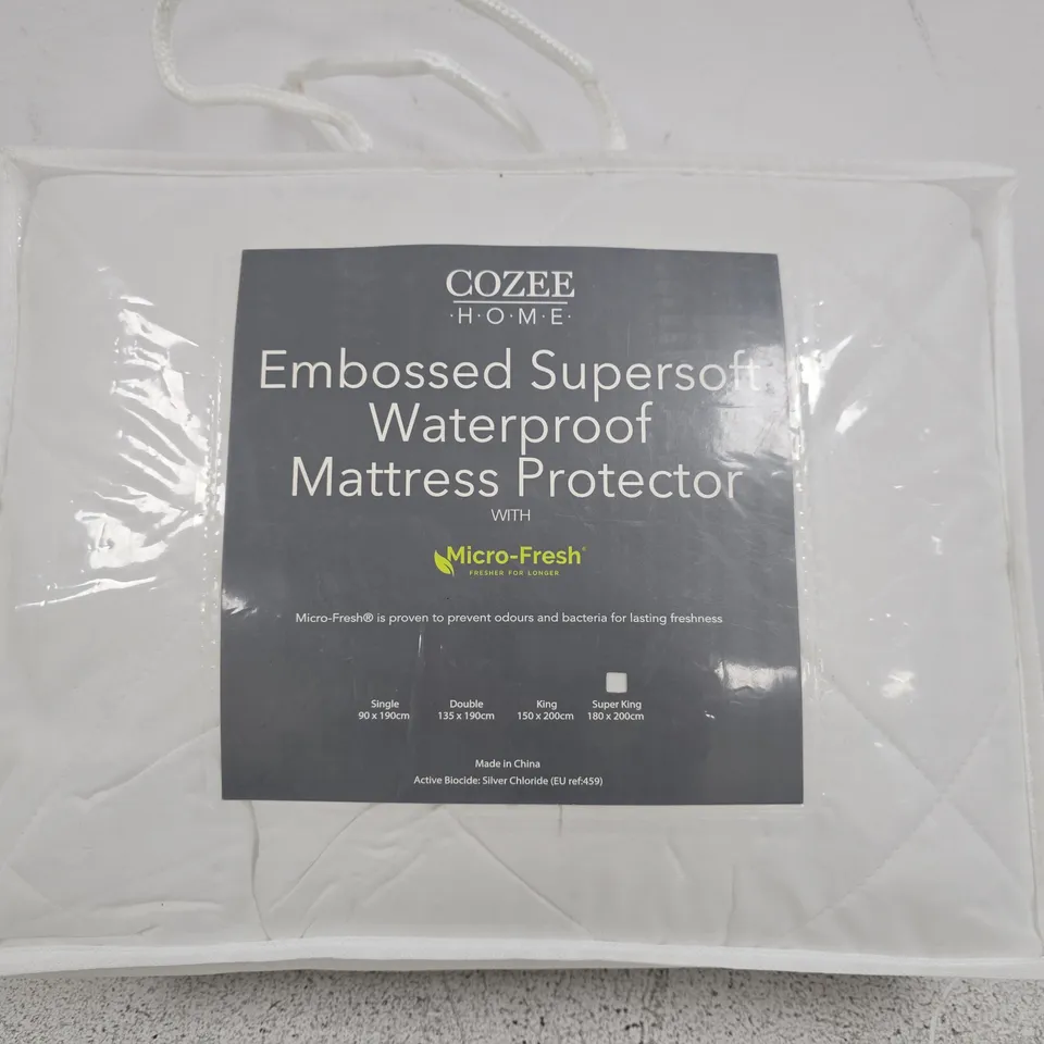 SEALED COZEE HOME EMBOSSED MATTRESS PROTECTOR - SUPER KING
