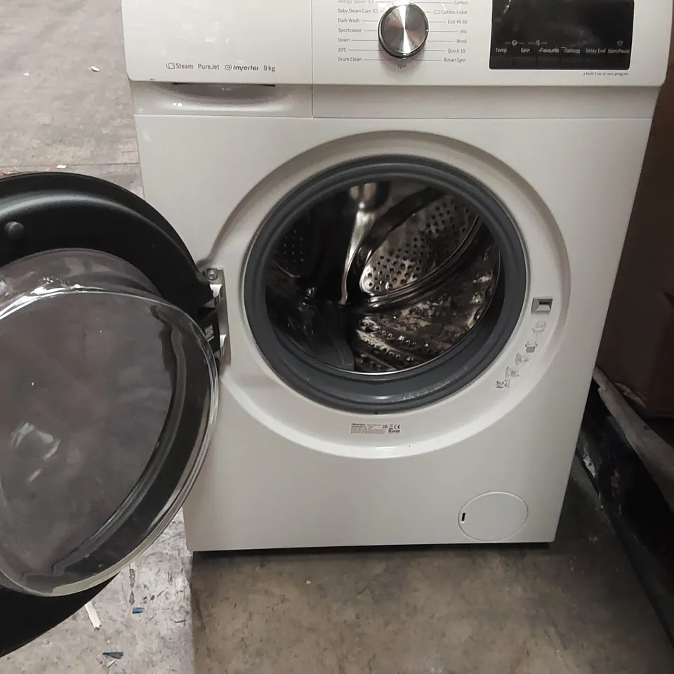 HISENSE 9KG STEAM INVERTER 1400 SPIN WASHING MACHINE IN WHITE 