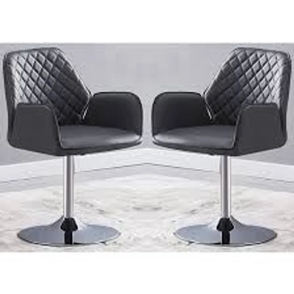 BRAND NEW BOXED SET OF 2 BUCKTEREAR TWIST DINING CHAIR IN GREY WITH CHROME BASE (1 BOX)