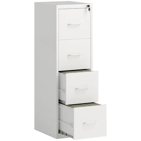 BOXED HOMCOM FOUR-DRAWER MODERN STEEL FILING CABINET - WHITE (1 BOX)