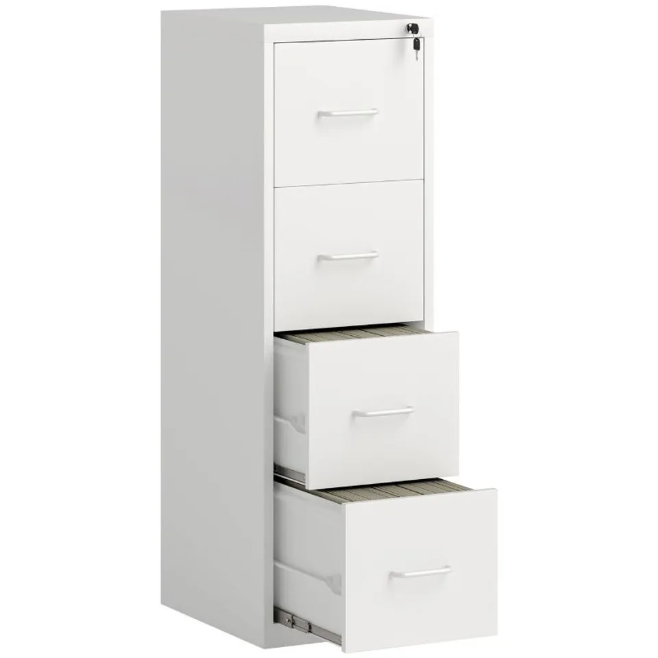 BOXED HOMCOM FOUR-DRAWER MODERN STEEL FILING CABINET - WHITE (1 BOX)