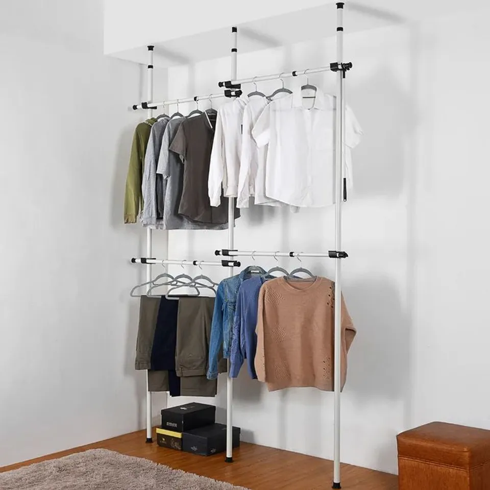 BOXED 130CM - 220CM CLOTHES STORAGE SYSTEM