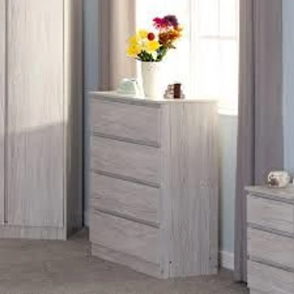BOXED MALVERN 4 DRAWER CHEST - WALNUT EFFECT VENEER (1 BOX)