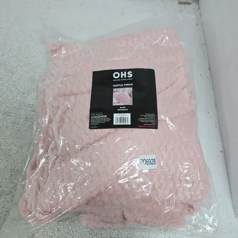 BAGGED OHS WAFFLE THROW – BLUSH PINK, 150X200CM