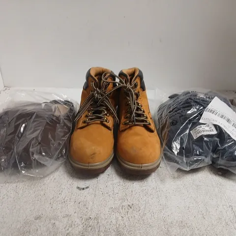 BOX OF APPROXIMATELY 15 ASSORTED PAIRS OF SHOES AND FOOTWEAR ITEMS IN VARIOUS COLOURS, STYLES, AND SIZES - COLLECTION ONLY