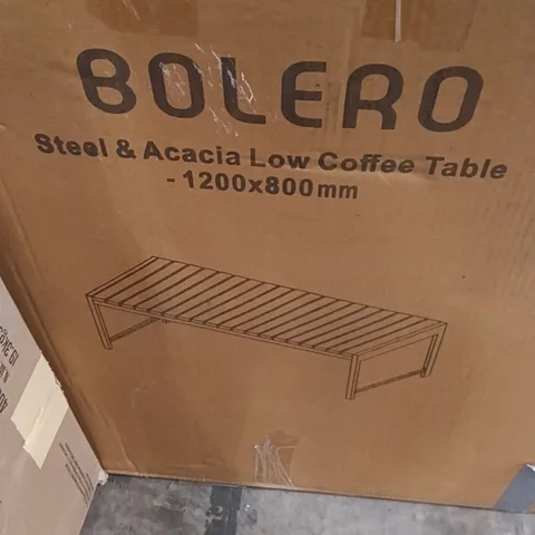 BOXED BOLERO STEEL & ACACIA LOW COFFEE TABLE