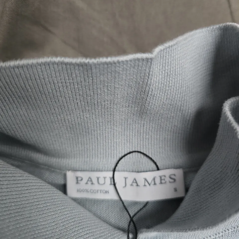 PAUL JAMES LIGHT GREY 100% COTTON POLO JUMPER, UK SIZE S