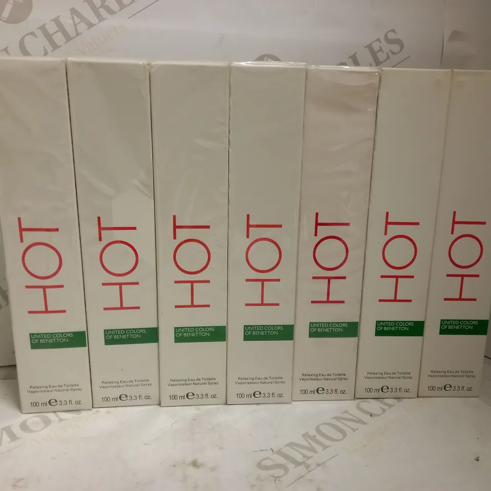 7 X 100ML BENETTON HOT FOR WOMEN EAU DE TOILETTE SPRAY