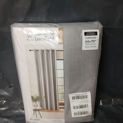 CATHERINE LANSFIELD THERMAL BLACKOUT EYELET CURTAINS - SILVER - 66" X 90"