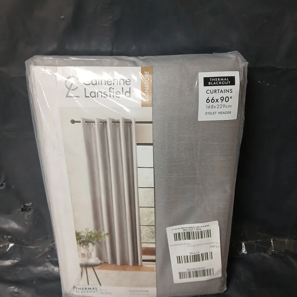 CATHERINE LANSFIELD THERMAL BLACKOUT EYELET CURTAINS - SILVER - 66" X 90"