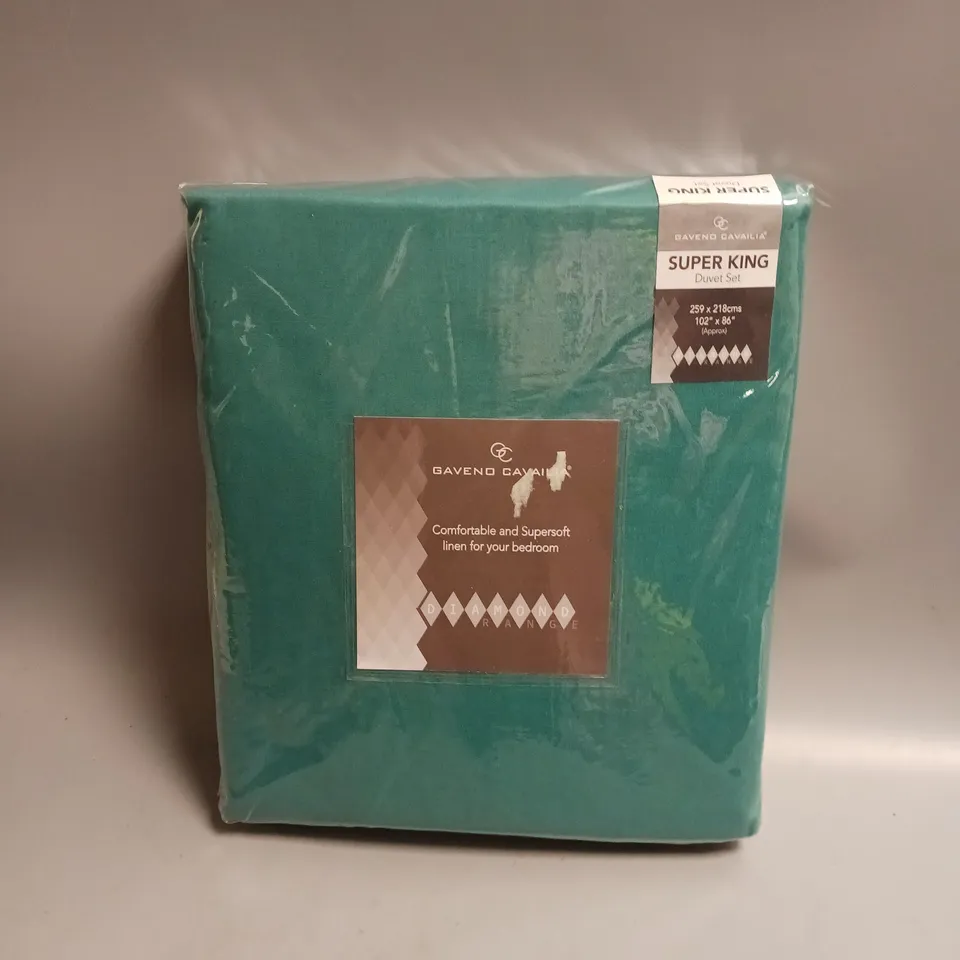 GAVENO CAVALIA LINEN DUVET SET IN TEAL SUPER KING SIZE