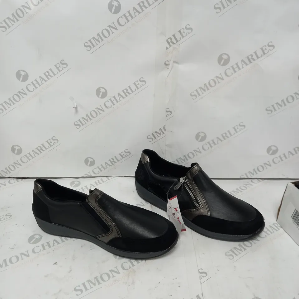 RIEKER TRAINER WITH ZIP BLACK - SIZE 8 - BOXED 