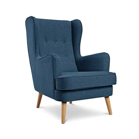 BOXED HABITAT CALLIE SELF ASSEMBLY VELVET ARMCHAIR - PETROL BLUE