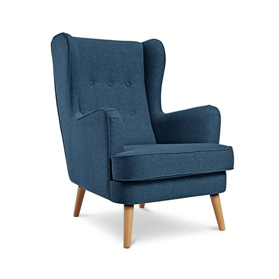 BOXED HABITAT CALLIE SELF ASSEMBLY VELVET ARMCHAIR - PETROL BLUE