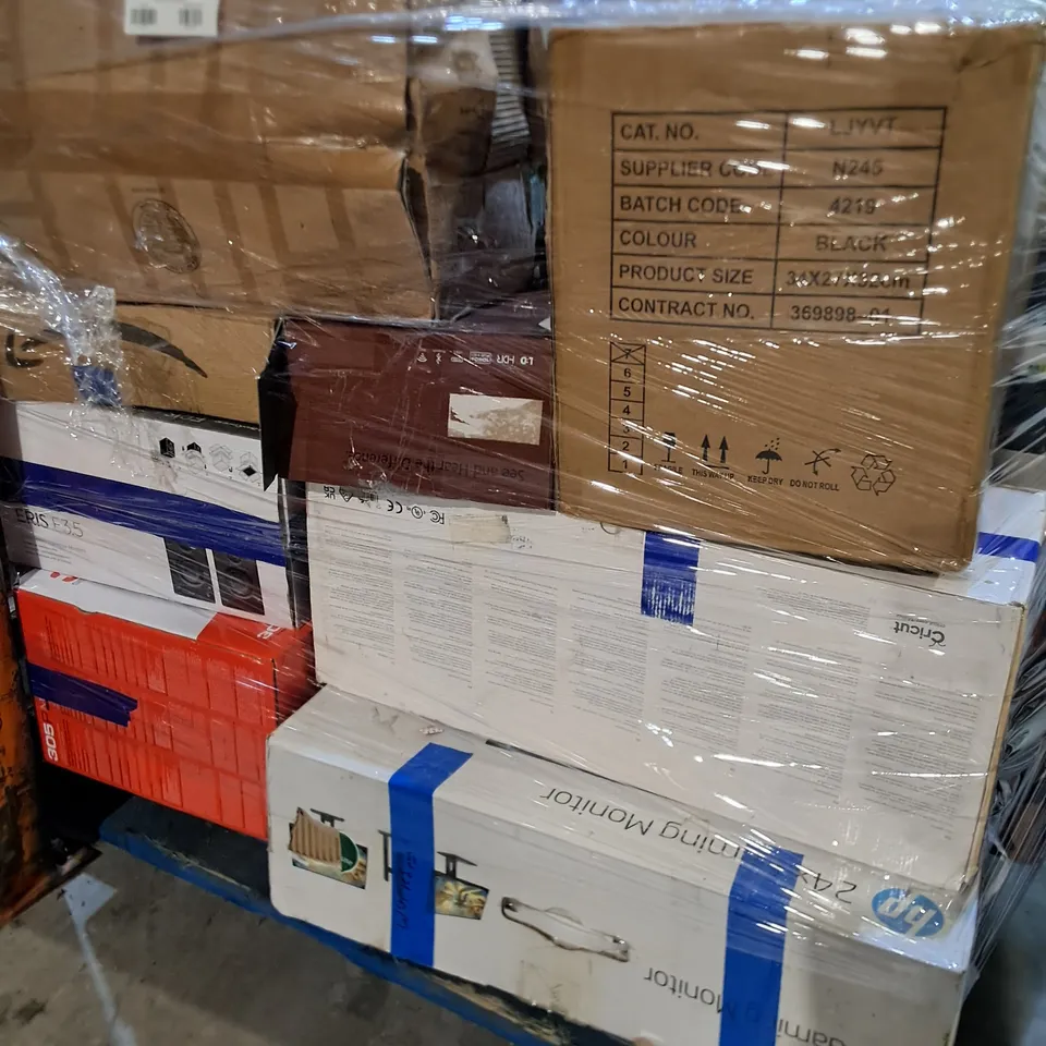 PALLET CONTAINING APPROXIMATELY 15 ASSORTED TECH ITEMS TO INCLUDE CANON PRINTER, CELESTRON TELESCOPE AND WAGNER UNIVERSAL SPRAYER