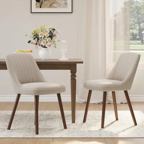 BOXED MALOL UPHOLSTERED DINING CHAIRS SET OF 2, MODERN FABRIC KITCHEN CHAIRS WITH BACK, WOOD LEGS FOR KITCHEN DINING ROOM RESTAURANT, CAMEL