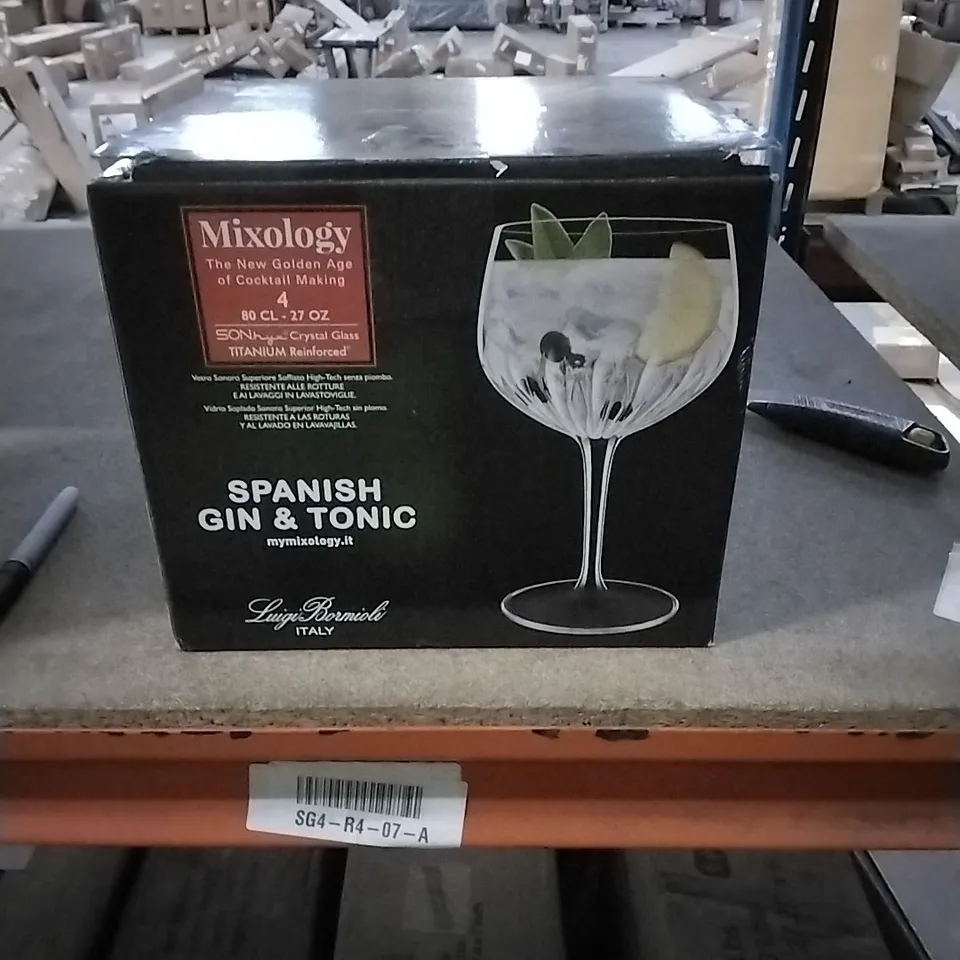 BOXED MIXOLOGY SPANISH GIN & TONIC COCKTAIL GLASSES - ONLY 3 OF 4 IN BOX