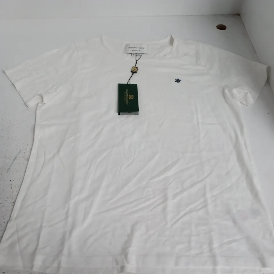HOLLAND COOPER RELAXED FIT MONOGRAM TEE IN WHITE - LARGE
