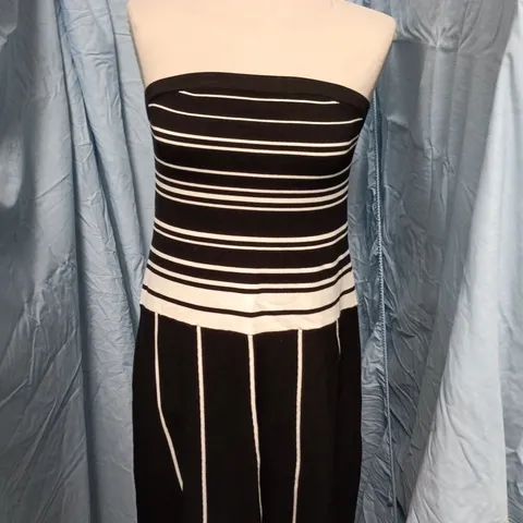 NOBODY'S CHILD PETITE BANDEAU KNITTED DRESS β BLACK & WHITE STRIPED, UK M (EU M, USA M)