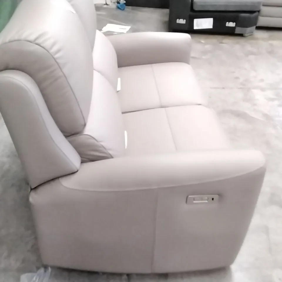 QUALITY BRITISH DESIGNER G PLAN MANUFACTURED HAMILTON 2 SEATER ELECTRIC RECLINER DBL SOFA  - OXFORD MUSHROOM LEATHER 