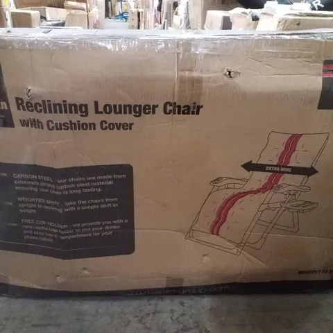 BOXED KEPLIN RECLINING LOUNGER CHAIR WITH CUSHION COVER - BLACK & RED