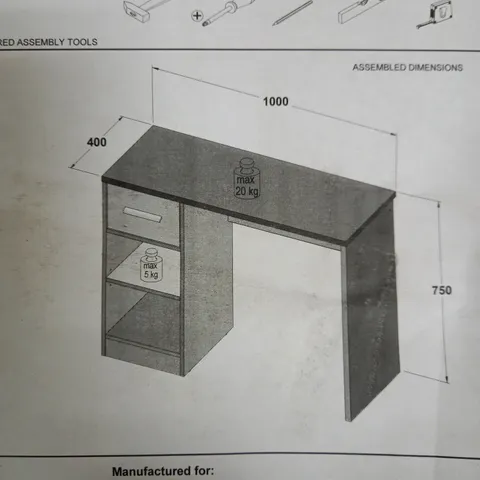 NEW METRO DESK - WHITE - COLLECTION ONLY