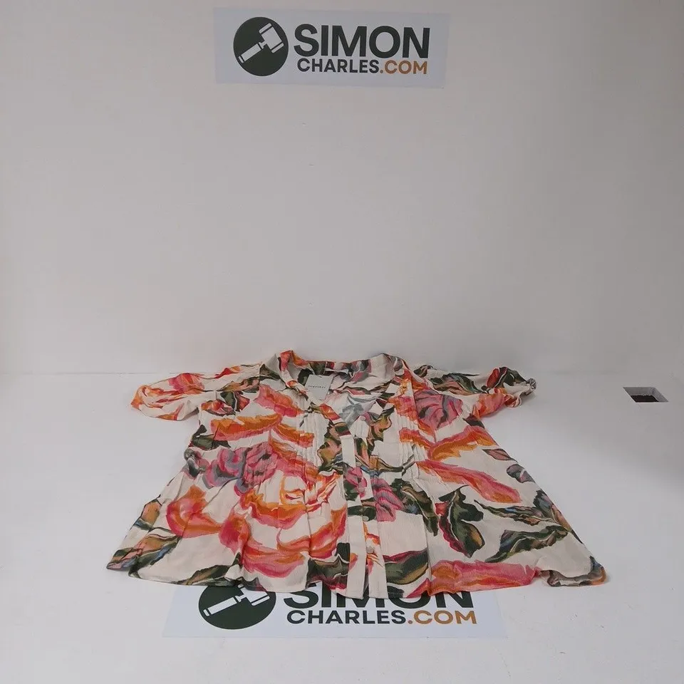TOGETHER FLORAL PRINT PINTUCK TUNIC– WOMEN'S SIZE 16