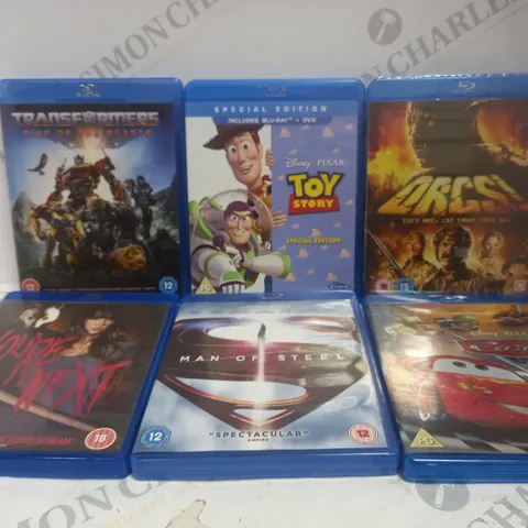 APPROXIMATELY 6 ASSORTED BLU-RAY FILMS TO INCLUDE TOY STORY, TRANSFORMERS, CARS ETC