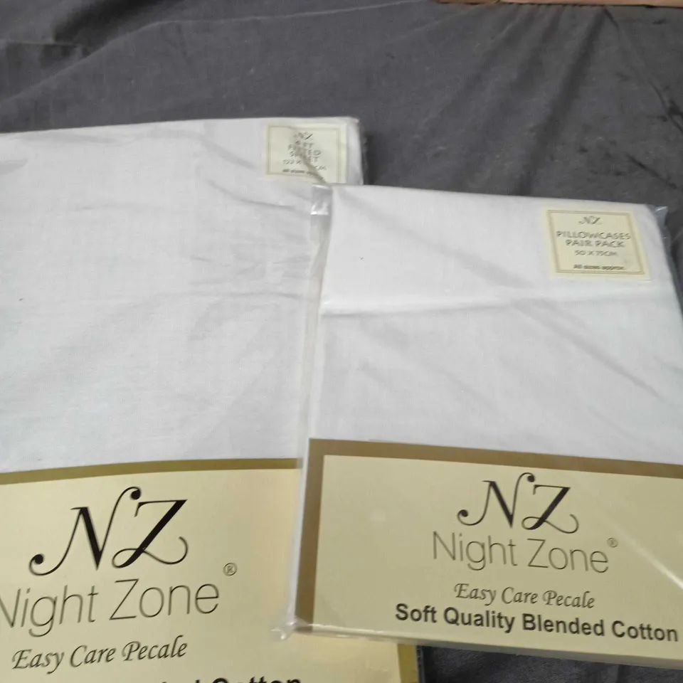 NIGHT ZONE 4FT FITTED SHEET AND ONE PAIR OF PILLOWCASES - CREAM