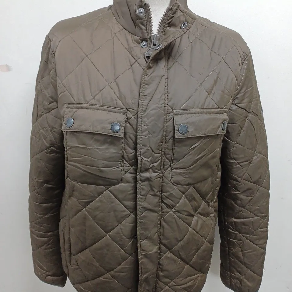 BARBOUR ZIP THROUGH JACKET IN KHAKI GREEN - M