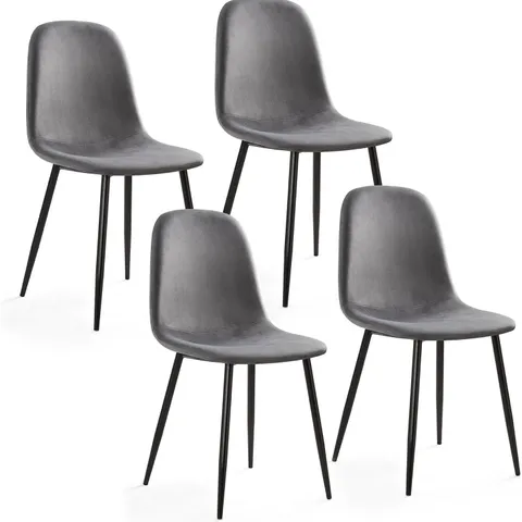 BOXED MONDEER DINING CHAIRS , VELVET KITCHEN CHAIRS WITH METAL LEGS (SET OF 4) - LIGHT GREY (1 BOX)