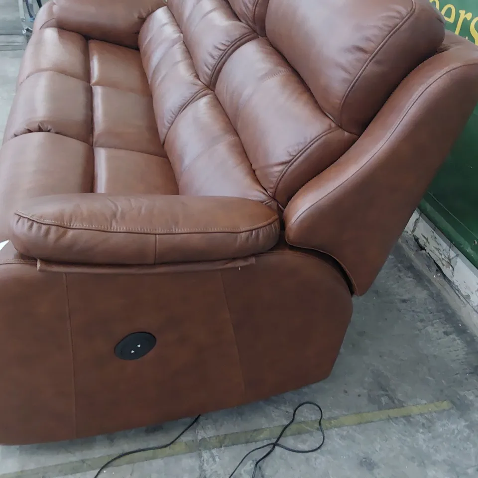 QUALITY BRITISH DESIGNER G PLAN GREENWICH POWER RECLINING THREE SEATER SOFA REGENT MAPLE LEATHER