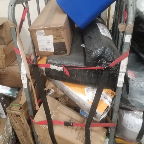 CAGE CONTAINING ASSORTED PRODUCTS INCLUDING WRAPPING PAPER, COOLER BOX, ELECTRIC CLOTHES DRYER & STEAM CLEANER
