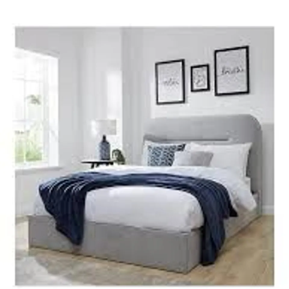 BOXED MELLOW DOUBLE OTTOMAN IN BED IN GREY - 4 BOXES