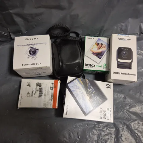 BOX OF APPROX 20 ASSORTED ELECTRICAL ITEMS & ACCESSORIES TO INCLUDE - NEBULA CAMERAS - CAMERA CASES  - ETC - COLLECTION ONLY