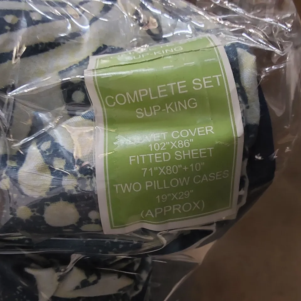 BAGGED ALEENAH BLUE 180 TC TRADITIONAL DUVET COVER SET 