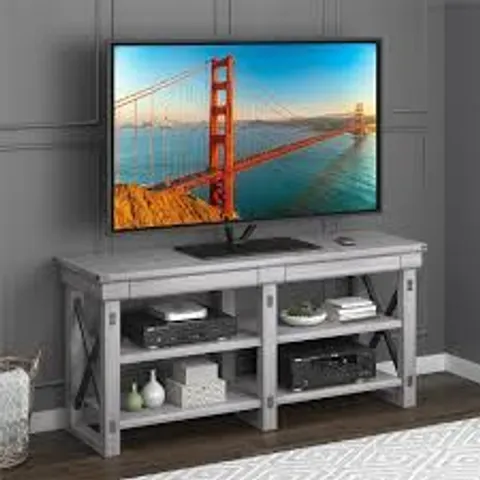 BOXED AMERIWOOD LARGE TV STAND - RUSTIC WHITE 