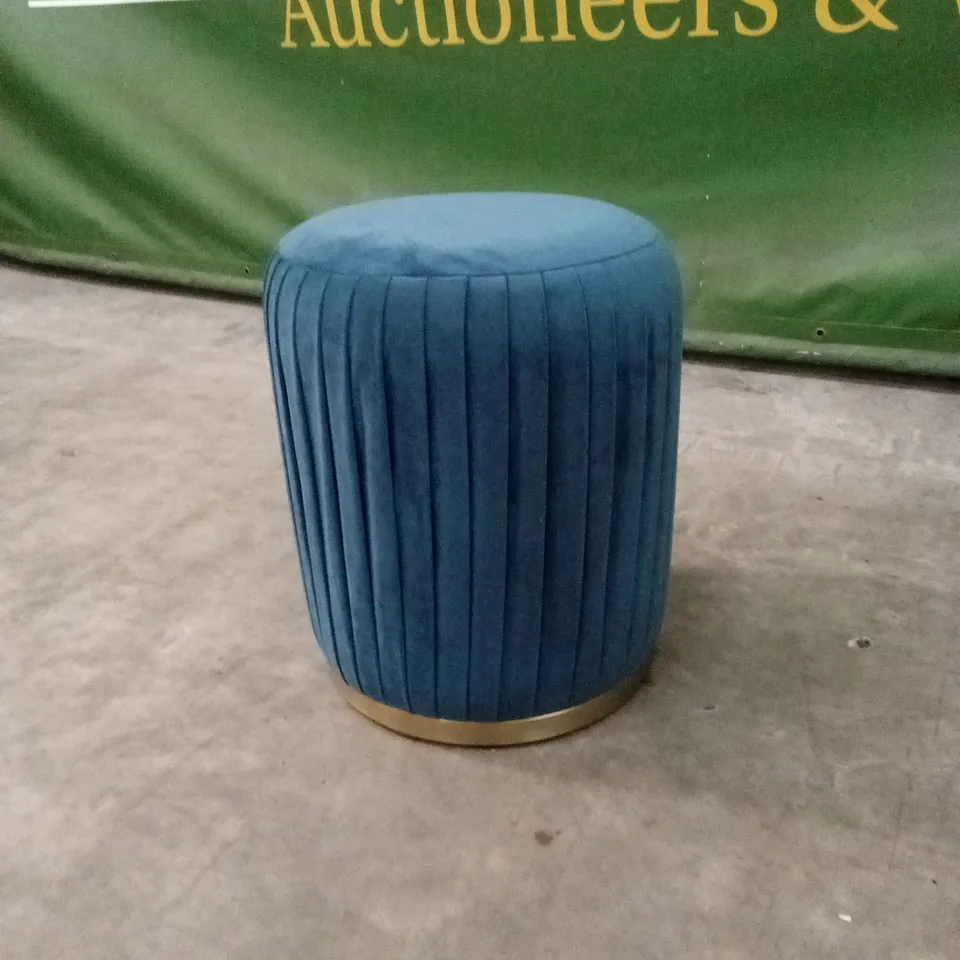 BOXED BAKER FURNITURE PLEATED OTTOMAN - TEAL