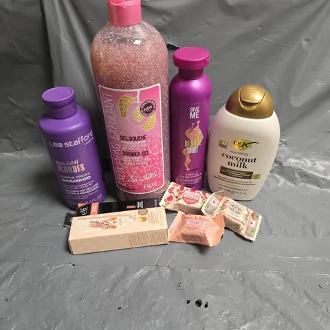 APPROXIMATEY 20 ASSORTED HEALTH AND BEAUTY PRODUCTS TO INCLUDE - GIVE ME BLOND SHOT - LEE STAFFORD PURPLE SHAMPOO - ELF LIP STAIN - ETC