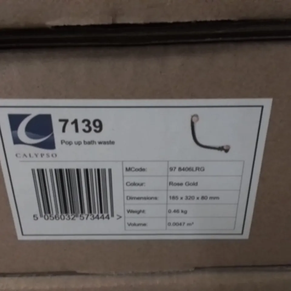 BOXED CALYPSO POP UP BATH WASTE IN RISE GOLD 